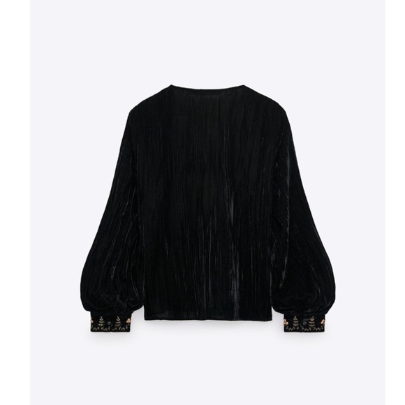 NWT Zara luxury minimalist bohemian embroidered velvet blouse/top - Picture 4 of 14